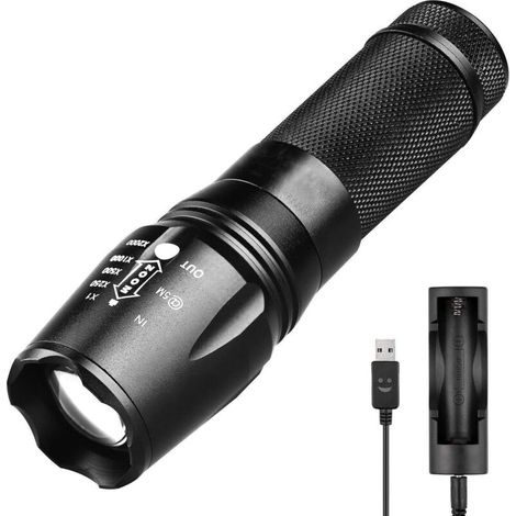 ZOLGINAH Lampe Torche LED Zoomable, 2300 Lumens Lampe Torche LED Ultra Puissante, 5 Modes d'éclairage Etanche Torche Vélo Idéal pour les Activités Extérieurs