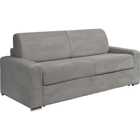 Divano letto 4 posti a ribalta Posto letto 160 cm Materasso 22 cm memory foam in Velluto a coste Grigio - CALITO (1/4)