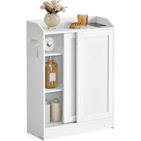 Meuble Salle de Bain, Rangement WC avec Portes Coulissantes (1/5)