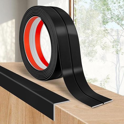 Baguette d'angle en Plastique Noir autocollante, 4cm x 3m, moulure Murale autocollante pour Bordures de carrelage et Protection des Murs (1/5)
