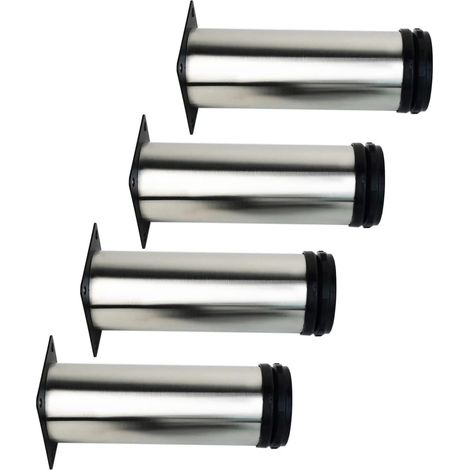 JSSEVN - 4x Adjustable Furniture Feet - Chrome Metal - Adjustable Height (Total: 100mm) (1/5)