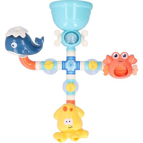 Jouet de bain avec motif cartoon mignon, ensemble de jouets de douche pour enfants, pulvérisation d'eau, tuyaux de bain. (1/5)