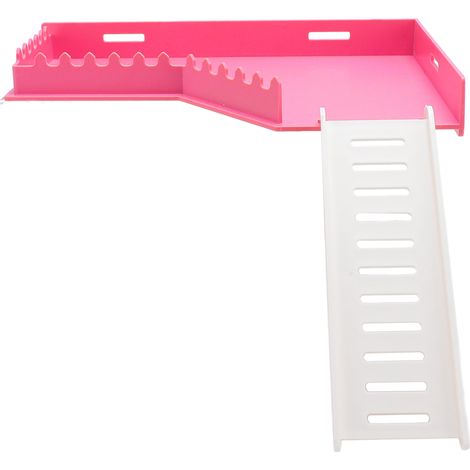 Plateforme d'exercice sécurisée pour hamster, en plastique, avec échelle, pour cage à cochon d'Inde ou chinchilla (type L). (1/5)