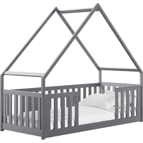Cama Vista 114, Gris, Individuales, 80x180, Madera, Somieres, 86x188x174cm