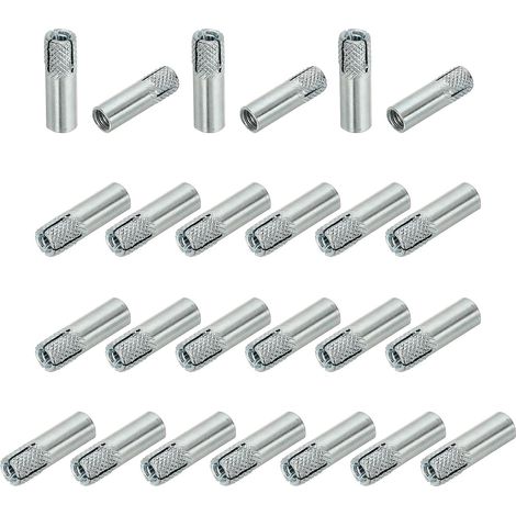 25 Pcs Ancres Drop-in M6 pour Béton Solide Cloison Sèche Argent (1/5)