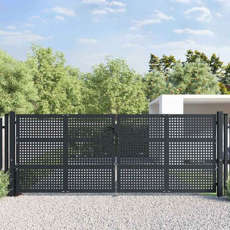 Portail de jardin anthracite 400 x 125 cm en acier