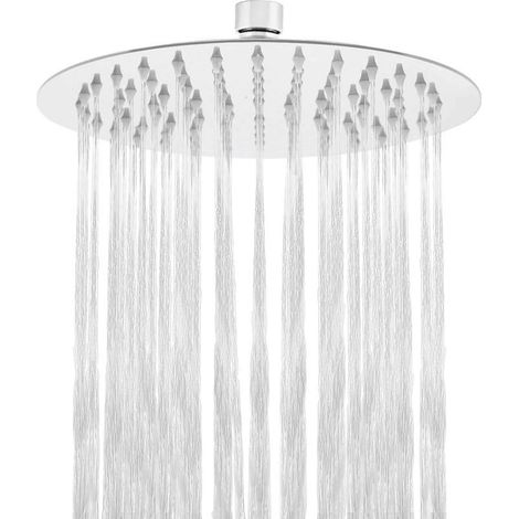 Tête de Douche Pluie en Acier Inoxydable Pomme de Douche avec Buses Anti-calcaire de 8 pouces/20cm Finition Chrome Poli (Miroir), Format Rond. (1/5)
