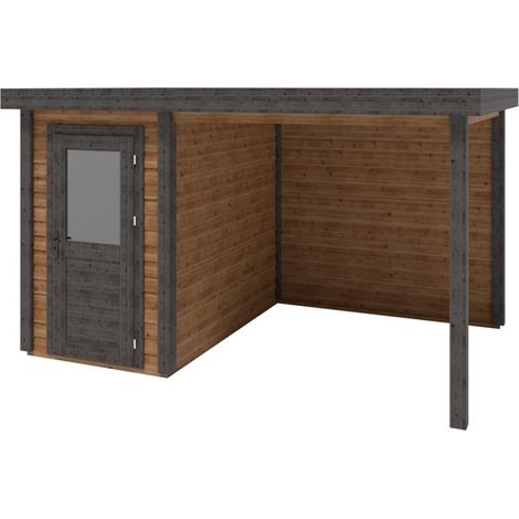 Abri de jardin en bois Mira 4.06x2.59m - 10.51m2 - Ep. 28mm - Traité (1/3)