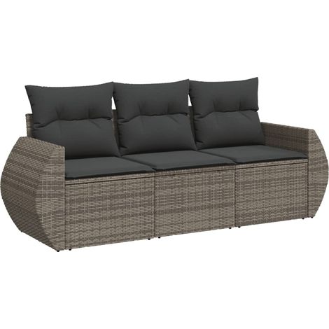 Maison Exclusive - 3-tlg. Garten-Sofagarnitur mit Kissen Grau Pol