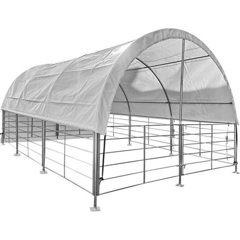 Dema – Abri de prairie mobile 4 x 6 mètres pour chevaux et bovins – Bâche PVC 610 g/m² – Montage simple avec fixations au sol
