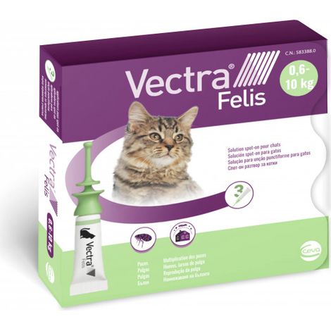 CEVA Pipetas Antiparasitarias VECTRA FELIS GATOS, 3 pipetas