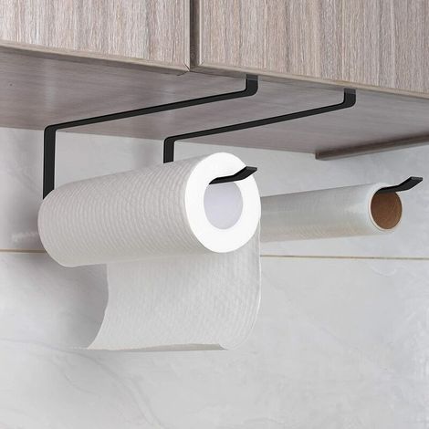 Set mit 2 Papierhandtuchhaltern (27 cm), die ohne Bohren auskommen, für Küche und Bad, schwarz (1/3)