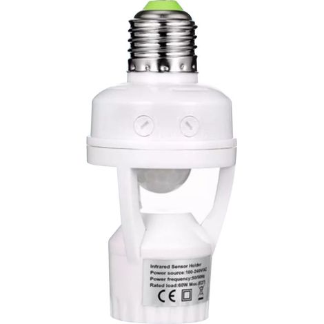 Capteur de Mouvement Prise de Lumière, Interrupteur de Lampe à Capteur Économie d'énergie Haute sensibilité Sûre pour Lampes LED avec Connecteur E27 pour Garage (1/5)