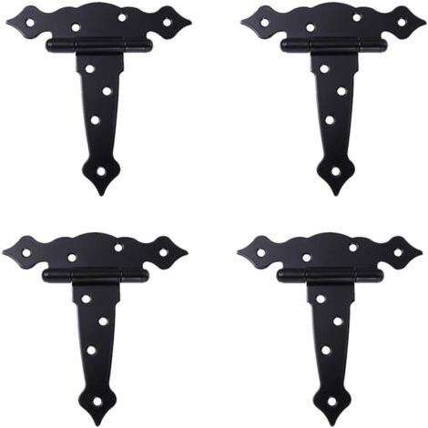 Set mit 4 schwarzen 5-Zoll-T-Scharnieren für Holztüren, glatte Eisenbänder, Haustürteile für Schuppen, Tore und Fensterläden, robustes Zubehör