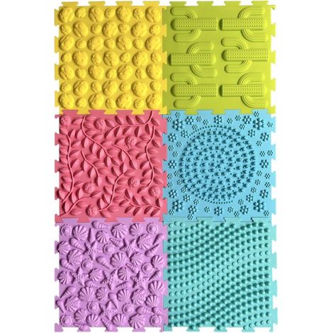 Lot de 6 dalles sensorielles exploration multisensorielle tapis sol massage enfants autistes (1/3)