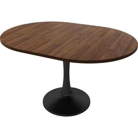 Ausziehbarer ovaler Esstisch 140 x 100 x 75 cm aus MDF in Walnussoptik (1/5)