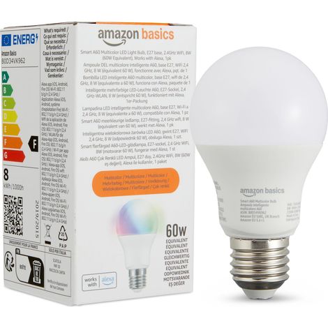 Ampoule LED multicolore, culot E27, 8W (équivalent 60W), 1 pièce (1/5)