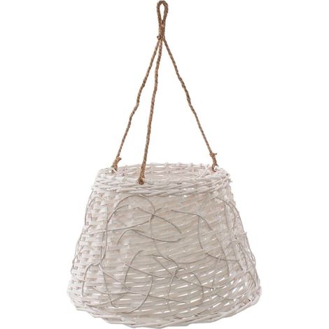 Lampadario a sospensione in vimini bianco, Ø42H28 cm