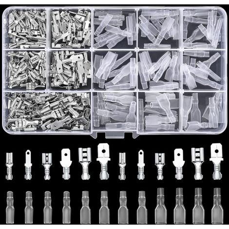 Kit de 360 cosses plates, Ensemble de cosses plates, Connecteurs plats 2,8 mm 4,8 mm 6,3 mm, Mâle & Femelle, Connecteurs de câble avec gaine isolante, Connecteurs électriques à sertir