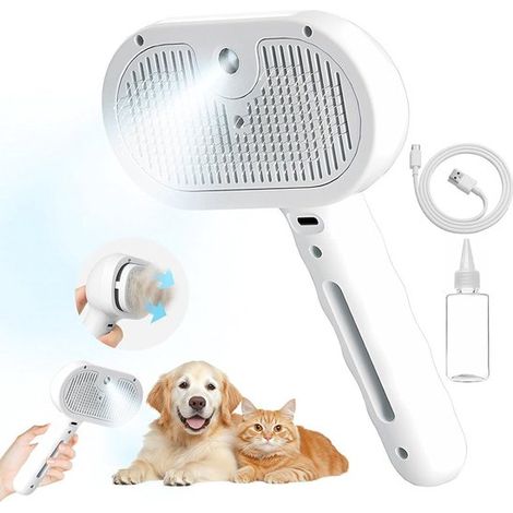 Peigne nettoyant pour animaux - Peigne de massage pour le nettoyage des chats - Peigne anti-mouches en un clic - Accessoires pour animaux, peigne nettoyant autonettoyant. Convient aux poils longs et c (1/5)