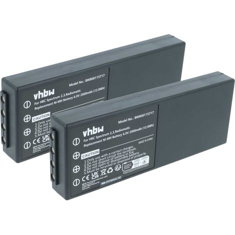 vhbw 2x Batterie compatible avec HBC Radiomatic FUB10XL, BA214061, BA214060 opérateur télécommande industrielle (2000mAh, 6V, NiMH) noir