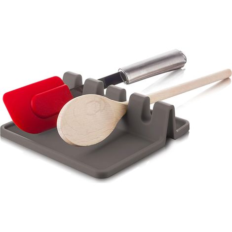 Planche à découper XL en silicone gris  support à ustensiles de cuisine en silicone, porte-cuillères, porte-spatules, rangement pour baguettes et grattoirs  rangement multifonctionnel pour la cuisine  (1/5)