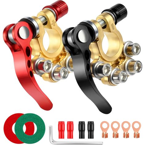 Conector de 2 terminales de batería, 4 vías, 12V/24V, positivo y negativo para batería de coche con protección anticorrosión para coche, camión, autobús y autocaravana.