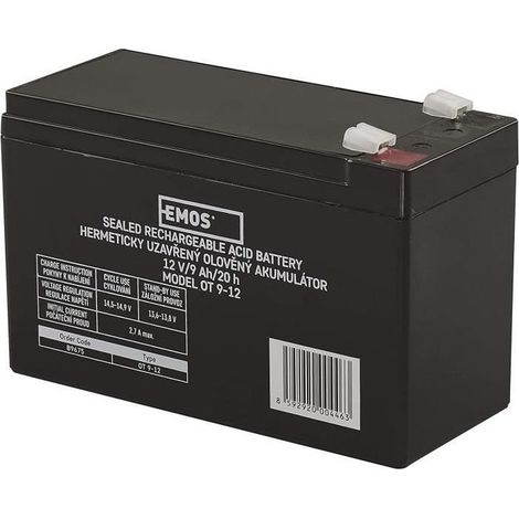 LES EMOS PLOMB ACCUMULATEUR SANS ENTRETIEN 12 V 9 AH FASTON 6,3 MM, 1 PIÈCE, B9675
