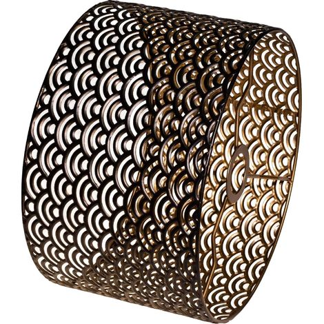 Vintage Black Gold Round Metal Hollow Cup Drum Lamp Shade for Floor Lamp, Pendant Lamp, Table Lamp, Ceiling Light (1/5)