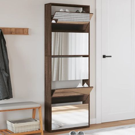 Shoe Cabinet with Mirror 5-Layer Brown Oak 63x17x169.5 cm vidaXL (1/5)