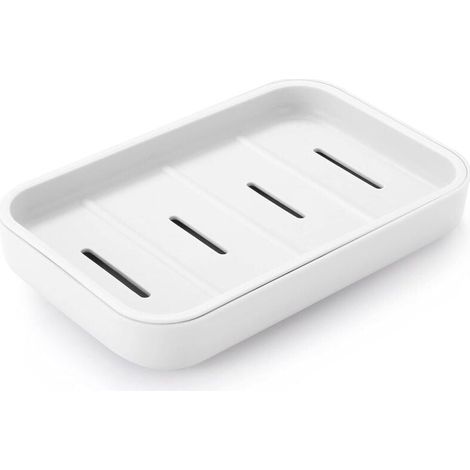 1 pc (blanc) Porte-savon de salle de bain avec égouttoir, économiseur de savon pour la douche, nettoyage facile, sec, empêche le savon mousseux (1/4)