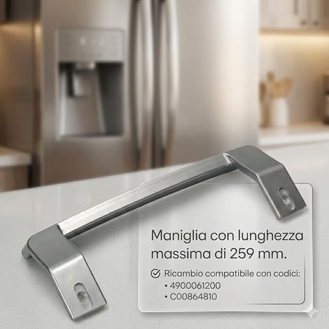 Poignée de réfrigérateur compatible Code 4900061200 - Pièce de rechange pour porte réfrigérateur, poignée de porte compatible (1/2)