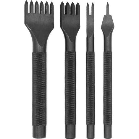 Lot de 4 DIY Cuir Kit Outils Perforatrice Artisanat du Cuir Griffe Perforateur Trou Couture Diamant Laçage 4 mm 1/2/4/6 Dents (1/5)