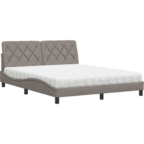 Cama con colchón de tela gris taupe 160x200 cm vidaXL (1/5)