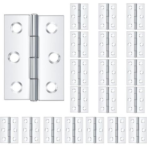 20 bisagras de acero inoxidable，bisagras para puertas con orificios de montaje，conectores de espiga，bisagras plegables (1/5)