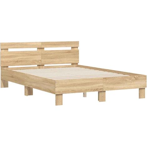 Cama con cabecero madera de ingeniería roble Sonoma 120x200 cm vidaXL (1/4)