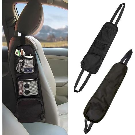 Organisateur latéral de siège auto Sac de rangement multifonction 42x14cm Installation facile avec bandes élastiques Pour rangement voiture (1/3)