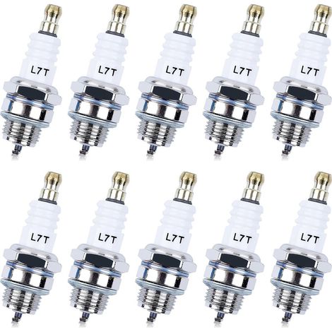 Convient pour bougie d'allumage L7T pour NGK BPMR7A - Pack de 10 bougies d'allumage pour Champion CJ8 RCJ6Y RCJ7Y Plus de bougies d'allumage Adofol pour tronçonneuse 2 temps Stihl 017 018 MS170 MS180 (1/5)