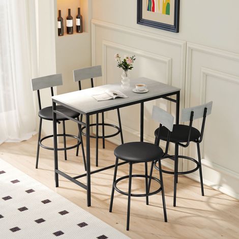 Ensemble table de bar avec tabourets. table haute bar et 4 tabourets. structure en acier. 110 x 55 x 90 cm. blanc