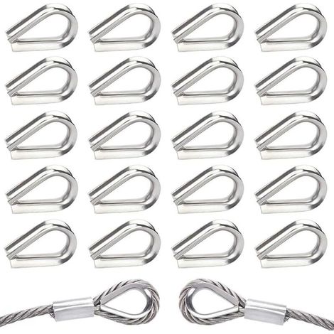 40 Pièces M5 Cosses de Câble Métallique en Acier Inoxydable 304 Cosse Coeur pour Cable Acier pour Câble Métallique 5mm