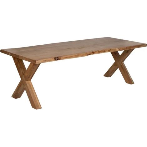 Table à manger 240 cm en bois acacia massif pieds croisés ajustables OLISAR (1/5)