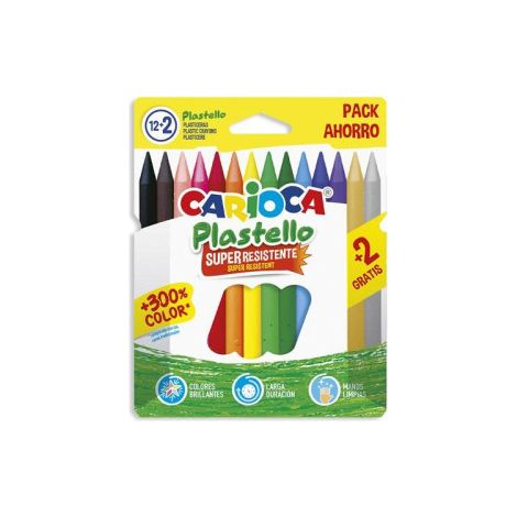 CAJA 12+2 PLASTICERA COLORES SURTIDOS PLASTELLO CARIOCA 42714