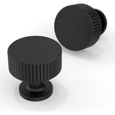 Set mit 10 runden, schwarzen Einloch-Knöpfen  Griffe für Möbel, Schubladen, Schränke, Türen  Modernes Design  Inkl. Schrauben  Möbelrenovierung