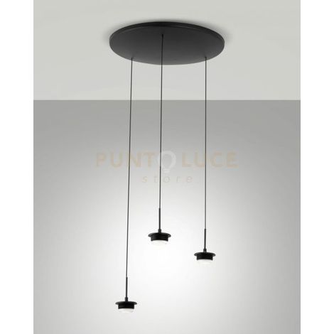 3804-47-101 MONTATURA NERA COMPLETA TONDA A LED CCT 2700K - 3000K - 4000K- - 21W - 2550 lm 3 LUCI DIMMERABILE