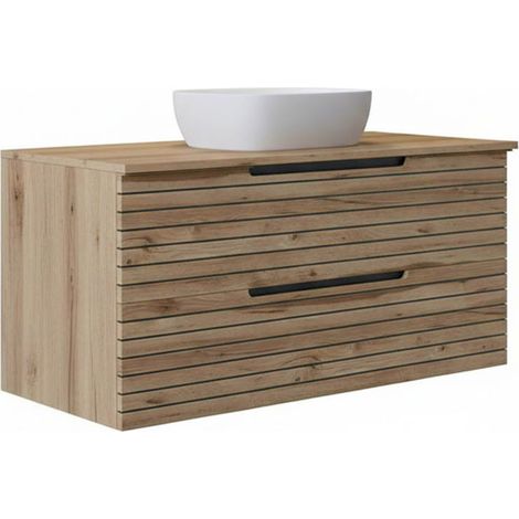 Kibath Mueble de baño con Lavabo KEN 100x45 cm acabado Desierto mate 2 cajones suspendido
