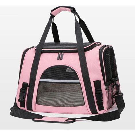 Reisetasche für Hunde und Katzen mit Gurten und weicher Matte, Größe 43 x 28 x 25 Zentimeter - Crezuo