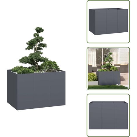 Pflanzgefäß Anthrazit 120x80x80 cm Stahl - Pflanzkübel - Pflanzgefäß - Pflanzschale - Hochbeet (1/5)