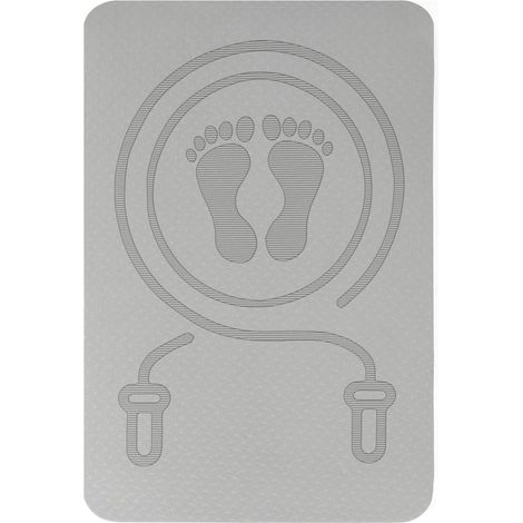 Springseilmatte (grau), rutschfeste und stoßdämpfende Fitnessmatte, Heimfitnessgerät, 40 x 60 cm (1 cm dick)