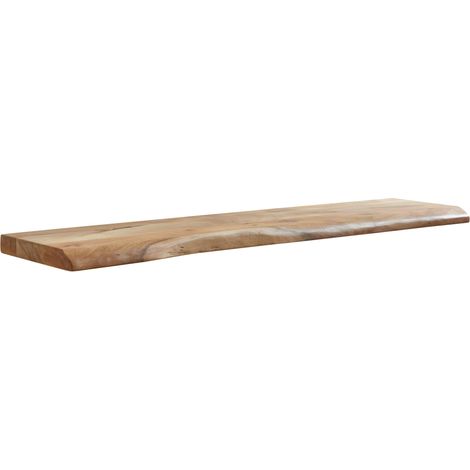 Étagère Mur. 120 cm Acacia Massif Bord Naturel, Étagère Flottante étagère murale rustique au style campagne, étagère suspendue pour livres et déco, fait main, chaque étagère est unique (1/5)