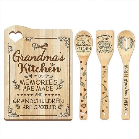 Schneidebrett aus Bambus, perfektes Geschenk zum Muttertag, ideal für die Großmutter, natürliches und langlebiges Kochbrett, für den täglichen Gebrauch, praktische Größe, ein liebevolles Geschenk für (1/5)